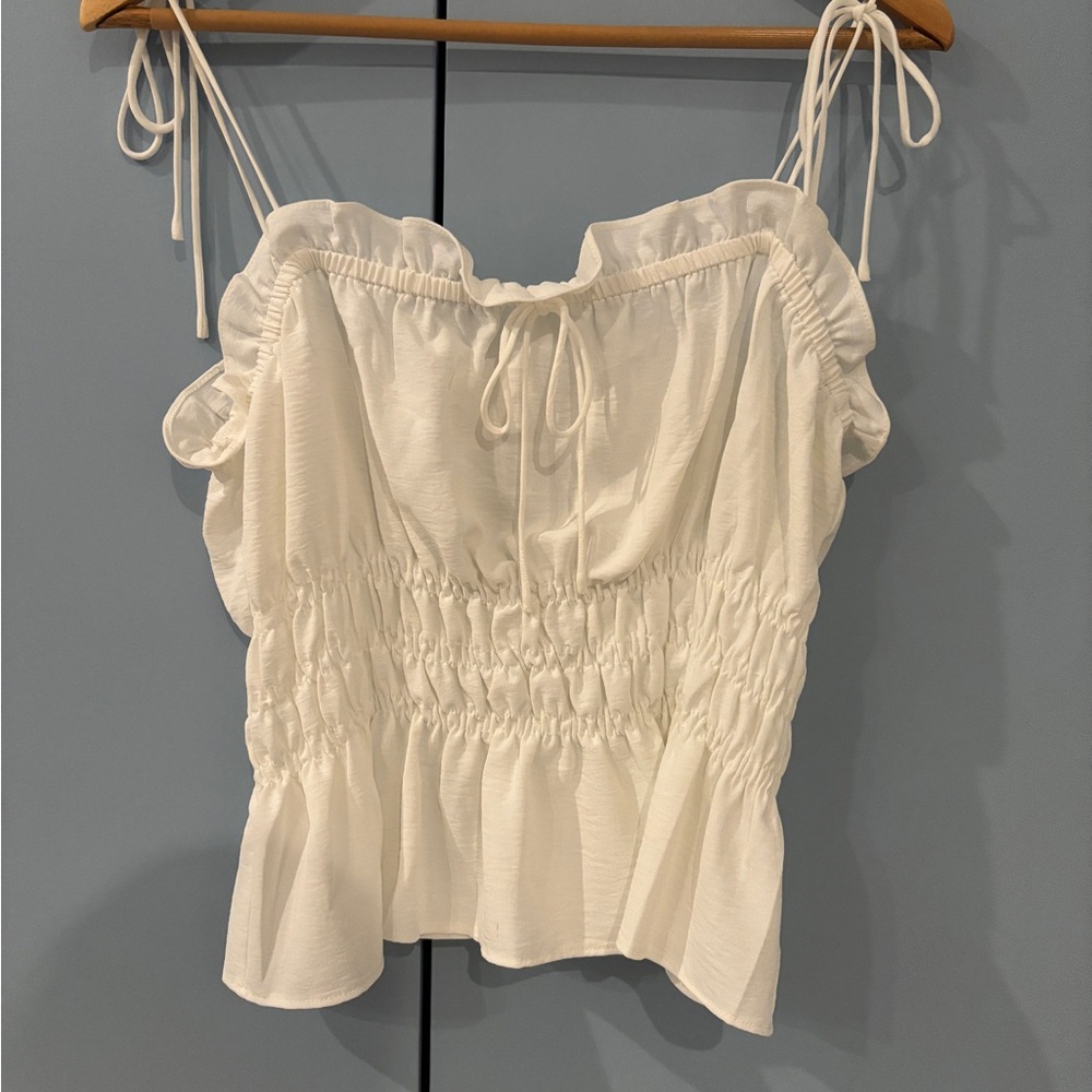 Topshop White Top with Adjustable Spaghetti Straps Size US 8